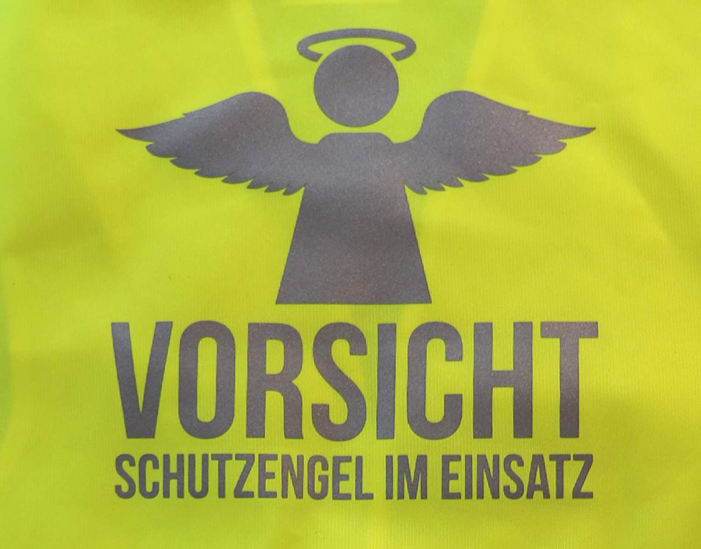 PICSonPAPER Kinder Warnweste Vorsicht Schutzengel im Einsatz Bedruckt mit reflektierender Folie (7-12 Jahre)