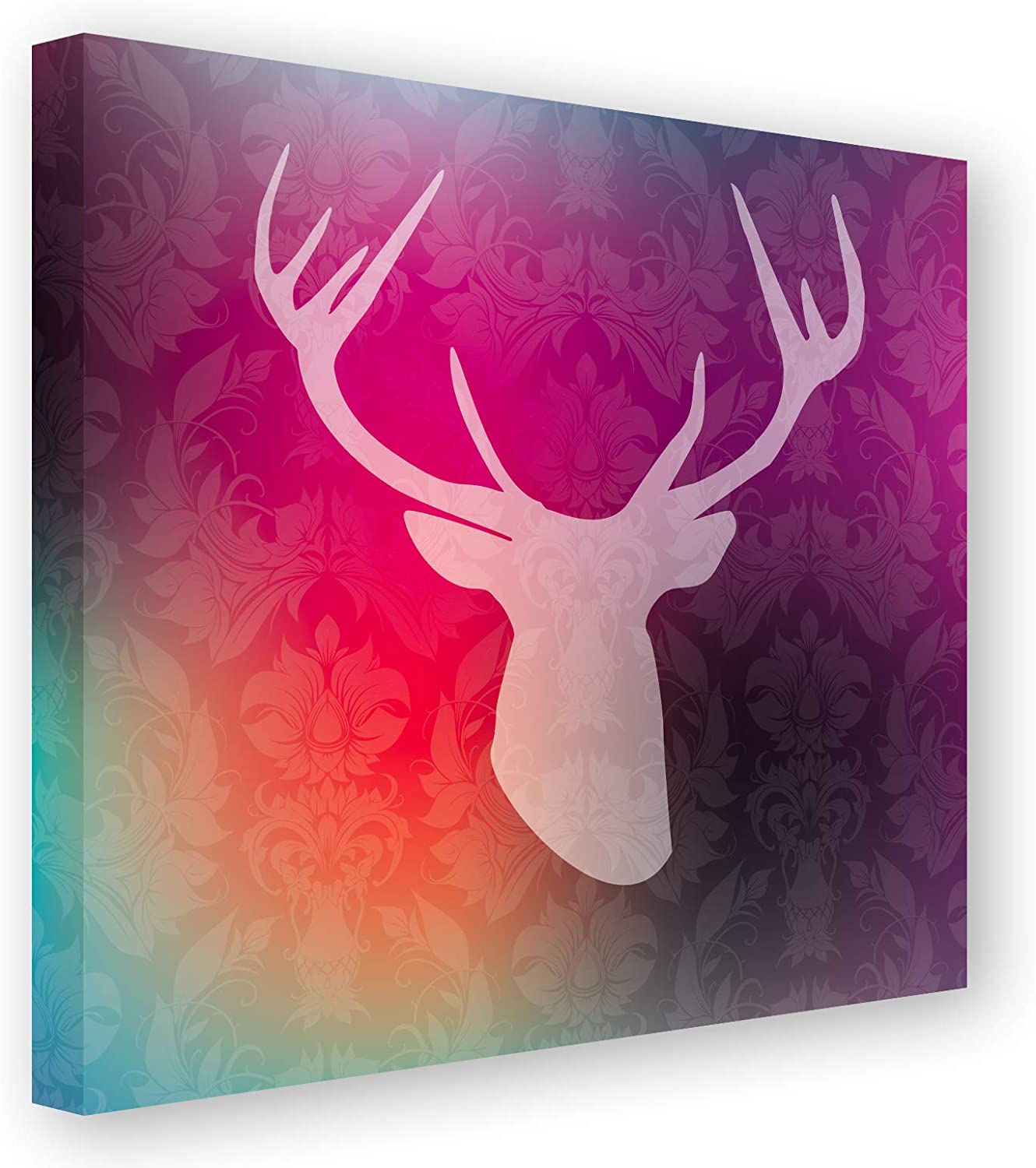 PICSonPAPER Leinwandbild Hirsch abstrakt, 50 cm x 50 cm, Dekoration, Kunstdruck, Wandbild, Leinwand Geweih, Rotwild, Wild