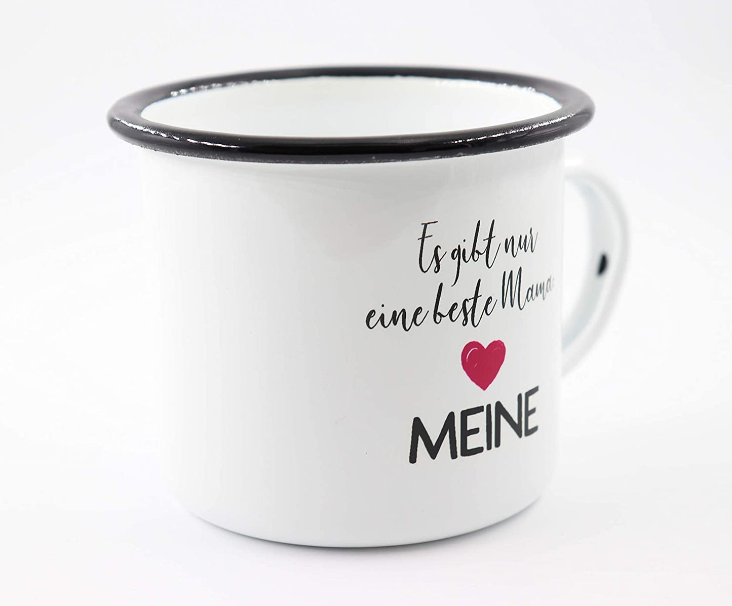PICSonPAPER Emaille Tasse mit Spruch Es gibt nur eine Beste Mama: Meine, Geschenk, Edelstahl-Becher, Metall-Tasse, Muttertagsgeschenk