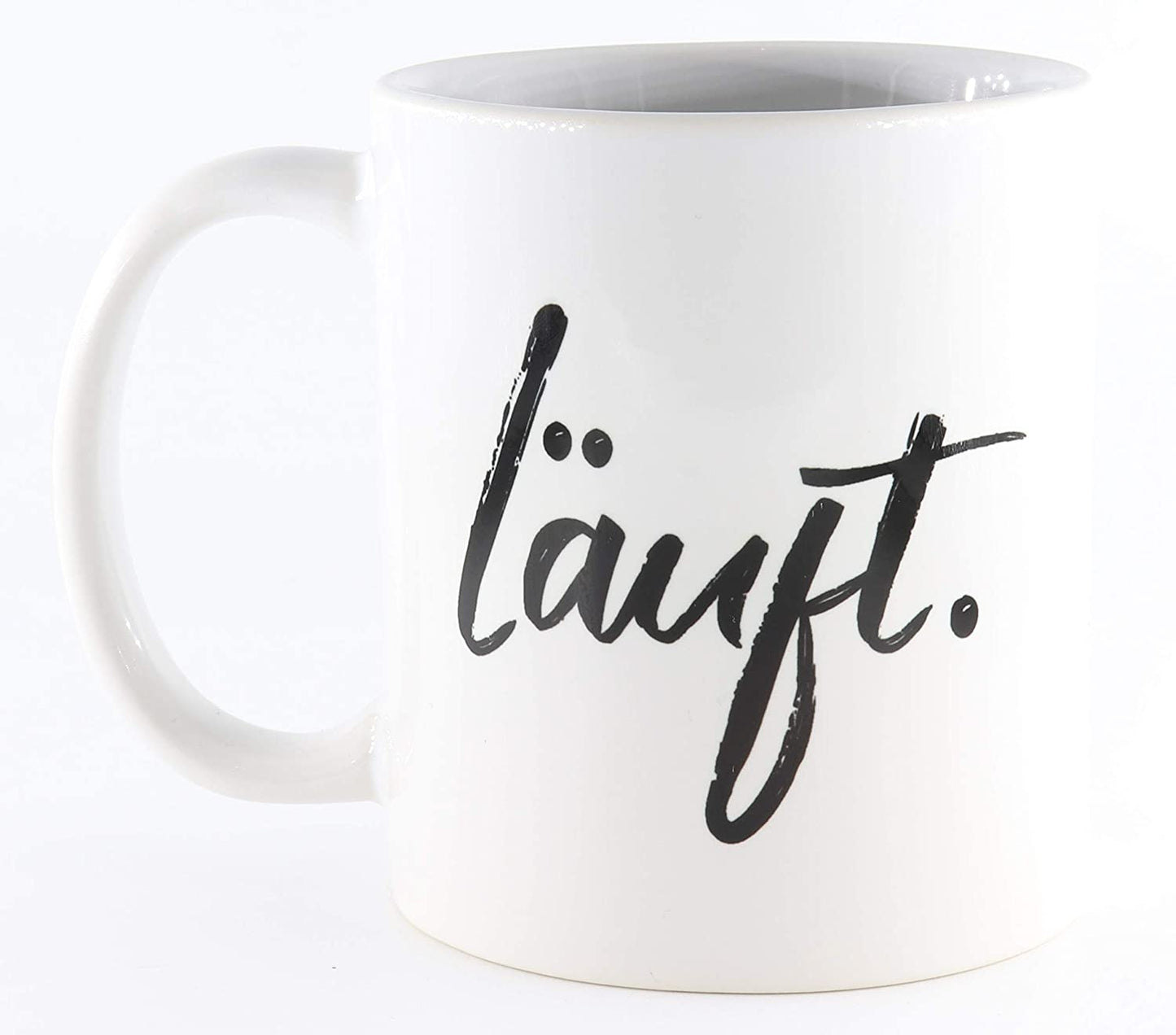 Deqosy Tasse mit Spruch Läuft, Kaffeetasse, Keramiktasse, Tasse mit lustigem Spruch, Gute Laune Motivation