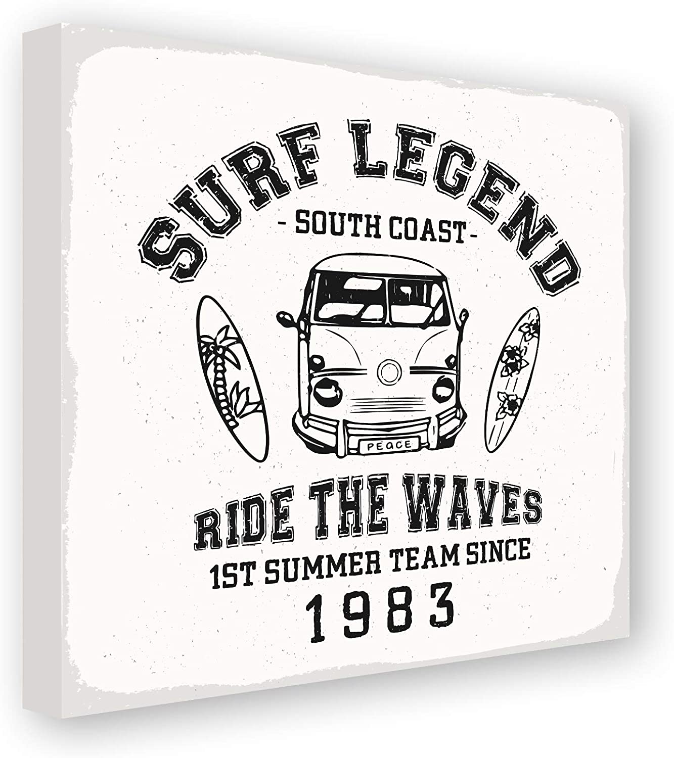 PICSonPAPER Leinwandbild Surf Legend, 50 cm x 50 cm, Dekoration, Kunstdruck, Wandbild, Leinwand Wellenreiten, Surfen, Surfer