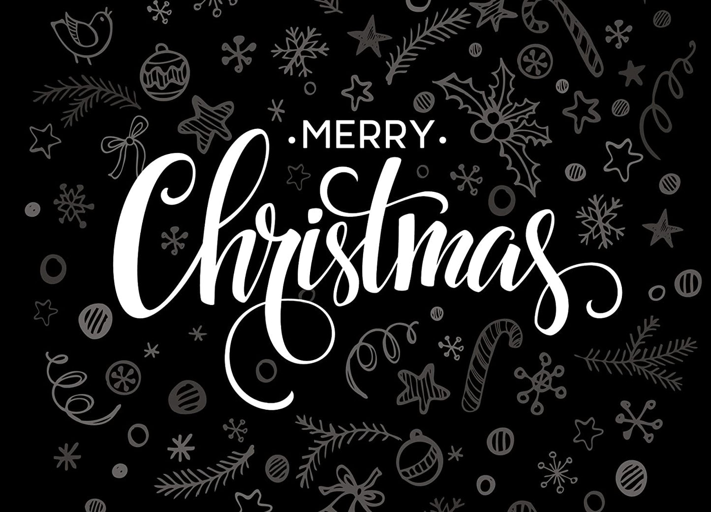 Weihnachtskarten-Set mit 20 Stück Weihnachtspostkarten, 4 Motive jeweils 5 Postkarten, Grußkarten Schwarz/Weiss, Kreide-Typographie, Merry Christmas