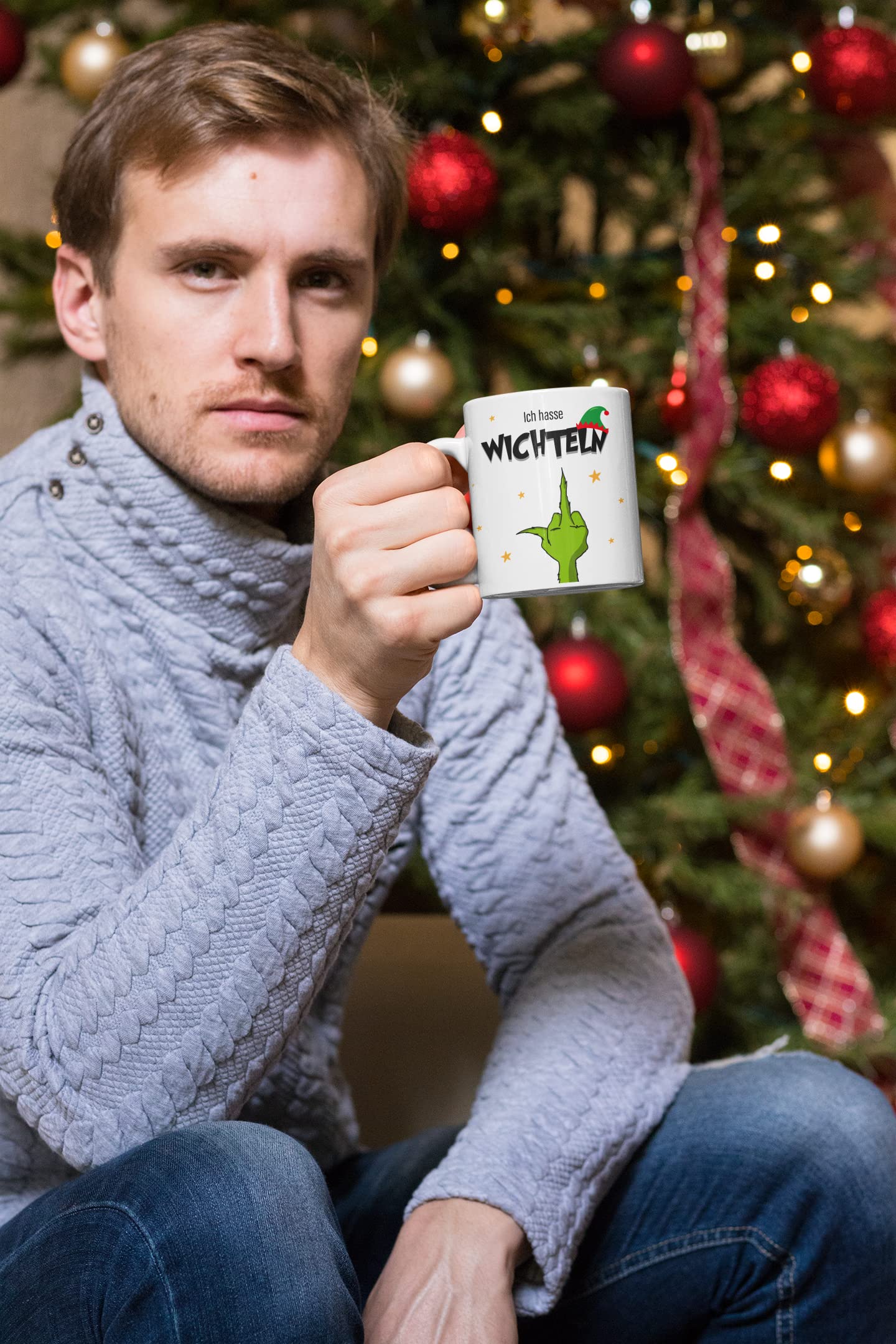 Wichtelgeschenk Tasse mit Spruch Ich hasse Wichteln, Weihnachtsfeier Weihnachten Geschenk Kollegen
