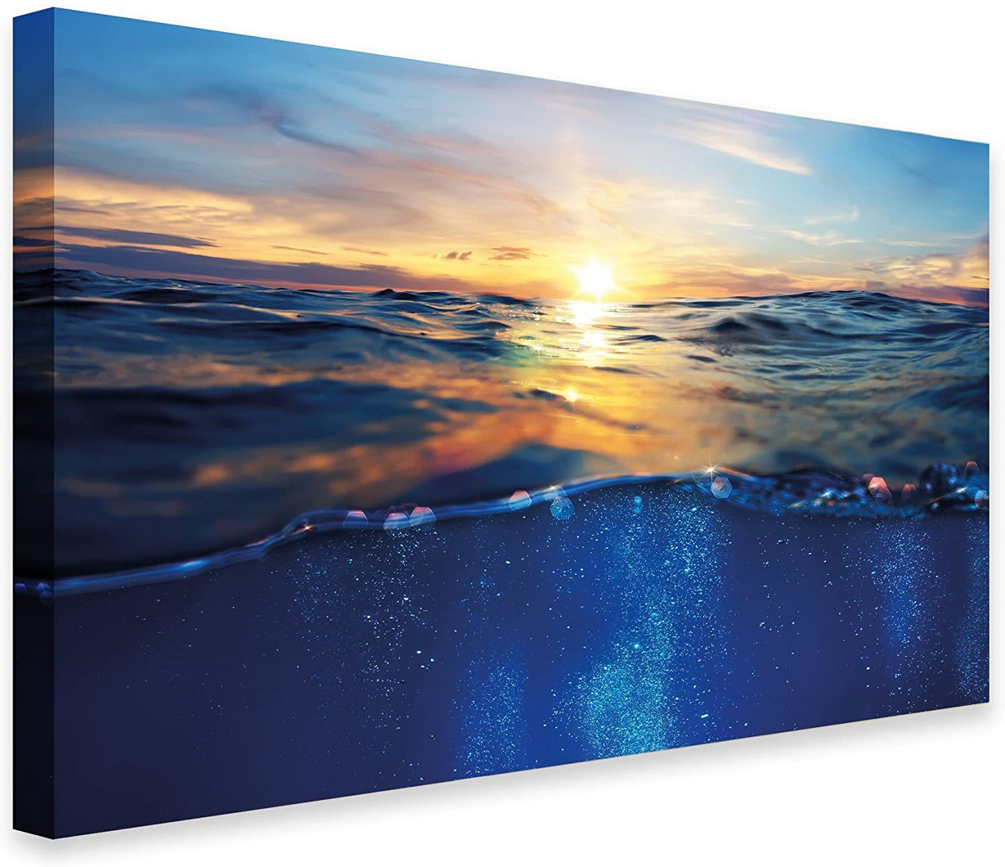 PICSonPAPER Leinwandbild Meer, 70 cm x 50 cm, Dekoration, Kunstdruck, Wandbild, Geschenk, Leinwand Strand, Wellen, Meer, Sommer