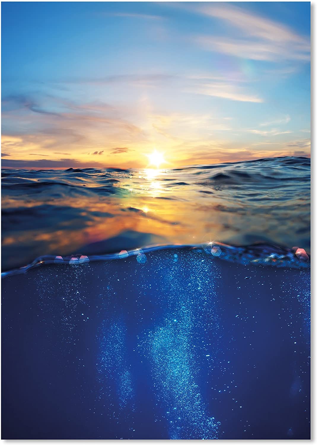 PICSonPAPER Poster Underwater Sunrise, ungerahmt DIN A4, Dekoration, Kunstdruck, Wandbild, Fineartprint (Unterwasser, DIN A4)