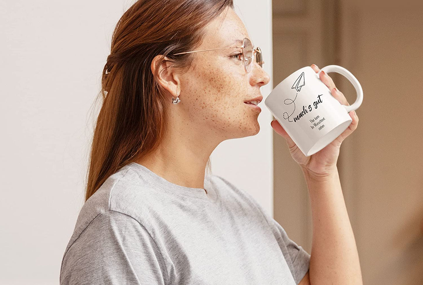 Abschied Tasse personalisiert mit eigenem Wunschtext, personalisierte Tasse mach's gut, Tasse Abschied Kollegin