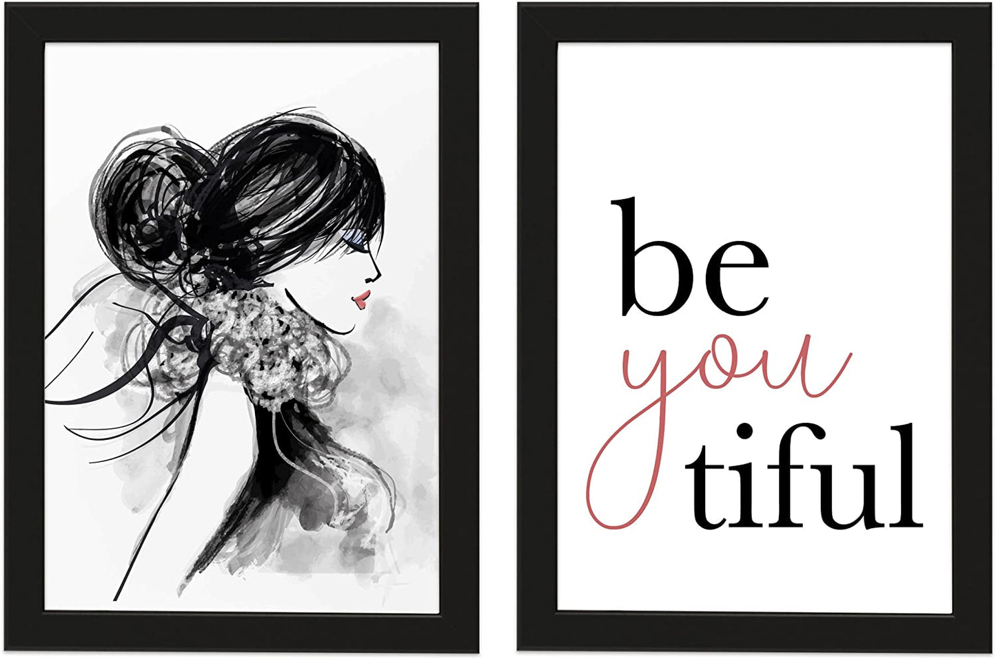 PICSonPAPER Poster 2er-Set BeYouTiful, V, Dekoration, Kunstdruck, Wandbild, Typographie, Geschenk (Ungerahmt Din A4)