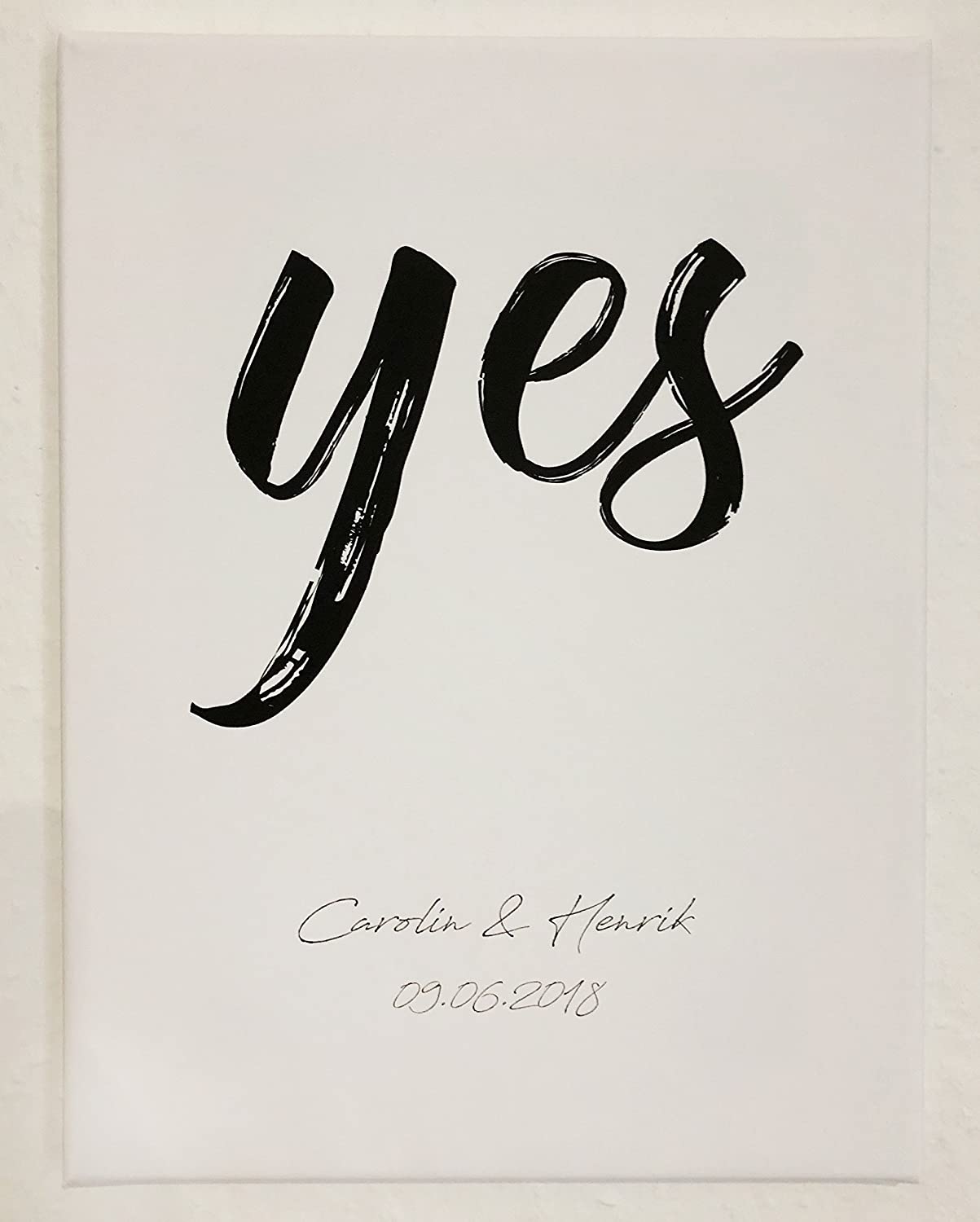 Personalisiertes Bild zur Hochzeit Yes, gerahmt in verschiedenen Formaten oder als Leinwandbild