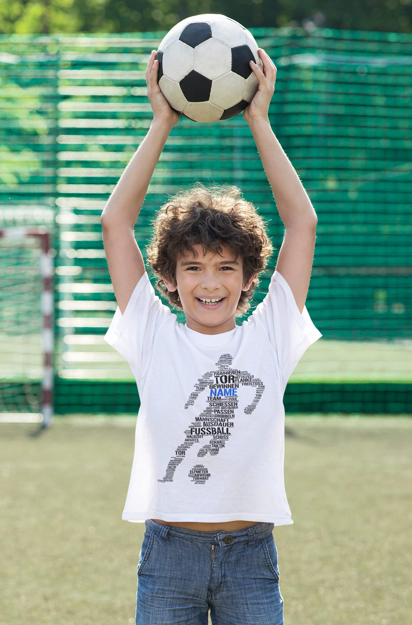 Personalisierbarer Fußballspieler, T-Shirt Fussball personalisiert, Word Art, Geburtstagsgeschenk für Fußballer