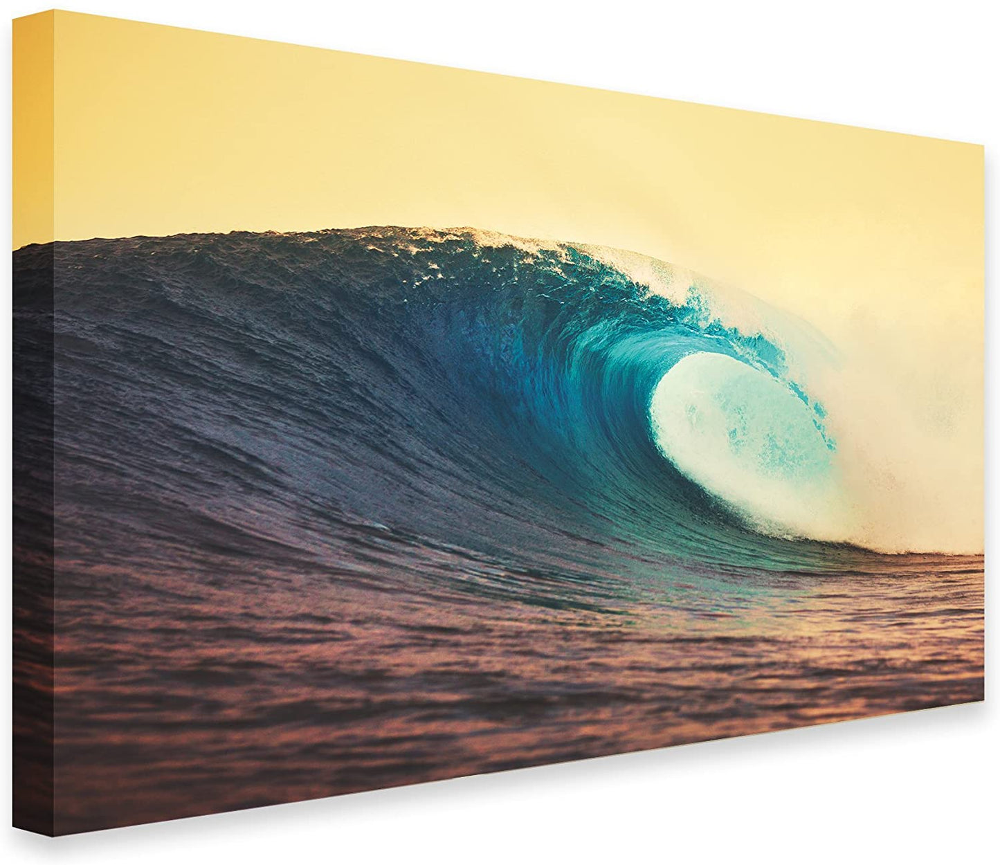 PICSonPAPER Leinwandbild Welle im Sonnenuntergang, 70 cm x 50 cm, Dekoration, Kunstdruck, Wandbild, Geschenk, Leinwand Welle, Meer, Sommer