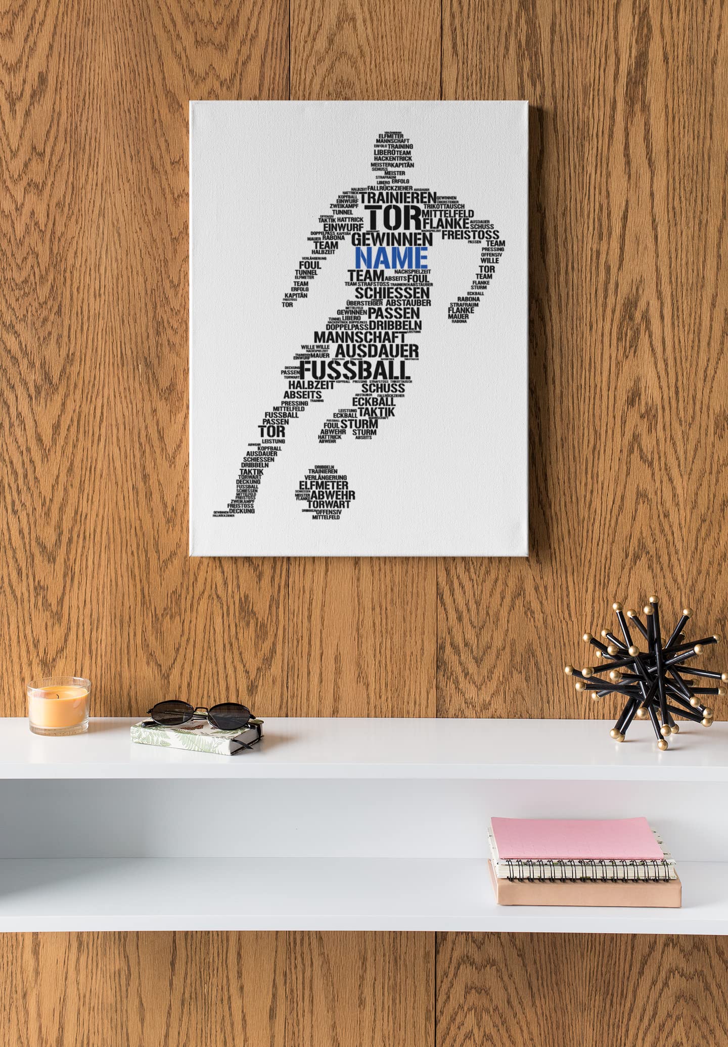 Personalisierbarer Fußballspieler Premiumleinwand, Fussball Leinwand personalisiert, Word Art, Geburtstagsgeschenk für Fußballer
