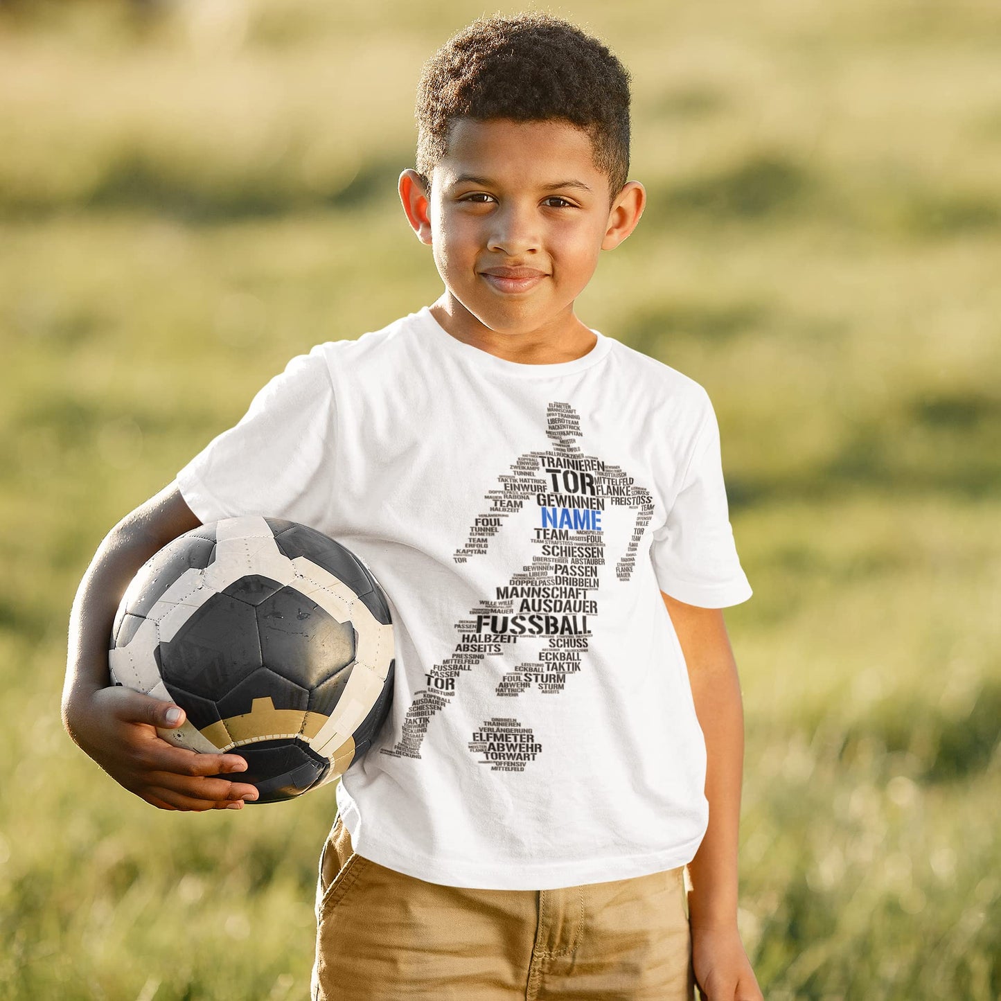 Personalisierbarer Fußballspieler, T-Shirt Fussball personalisiert, Word Art, Geburtstagsgeschenk für Fußballer