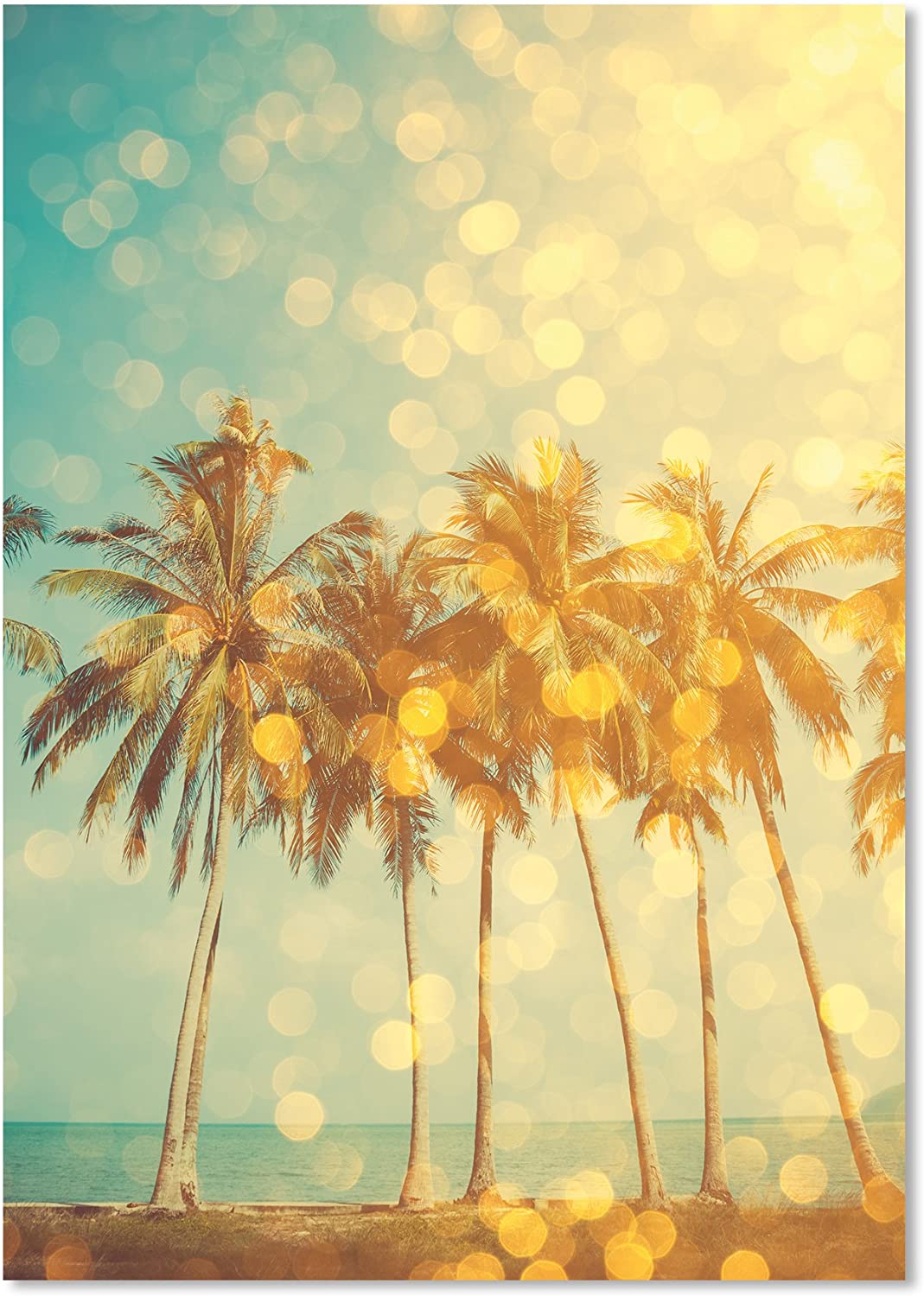 Poster Palm Trees ON Tropical Beach, ungerahmt DIN A4, Dekoration, Kunstdruck, Wandbild, Fineartprint (Palmen, DIN A4)