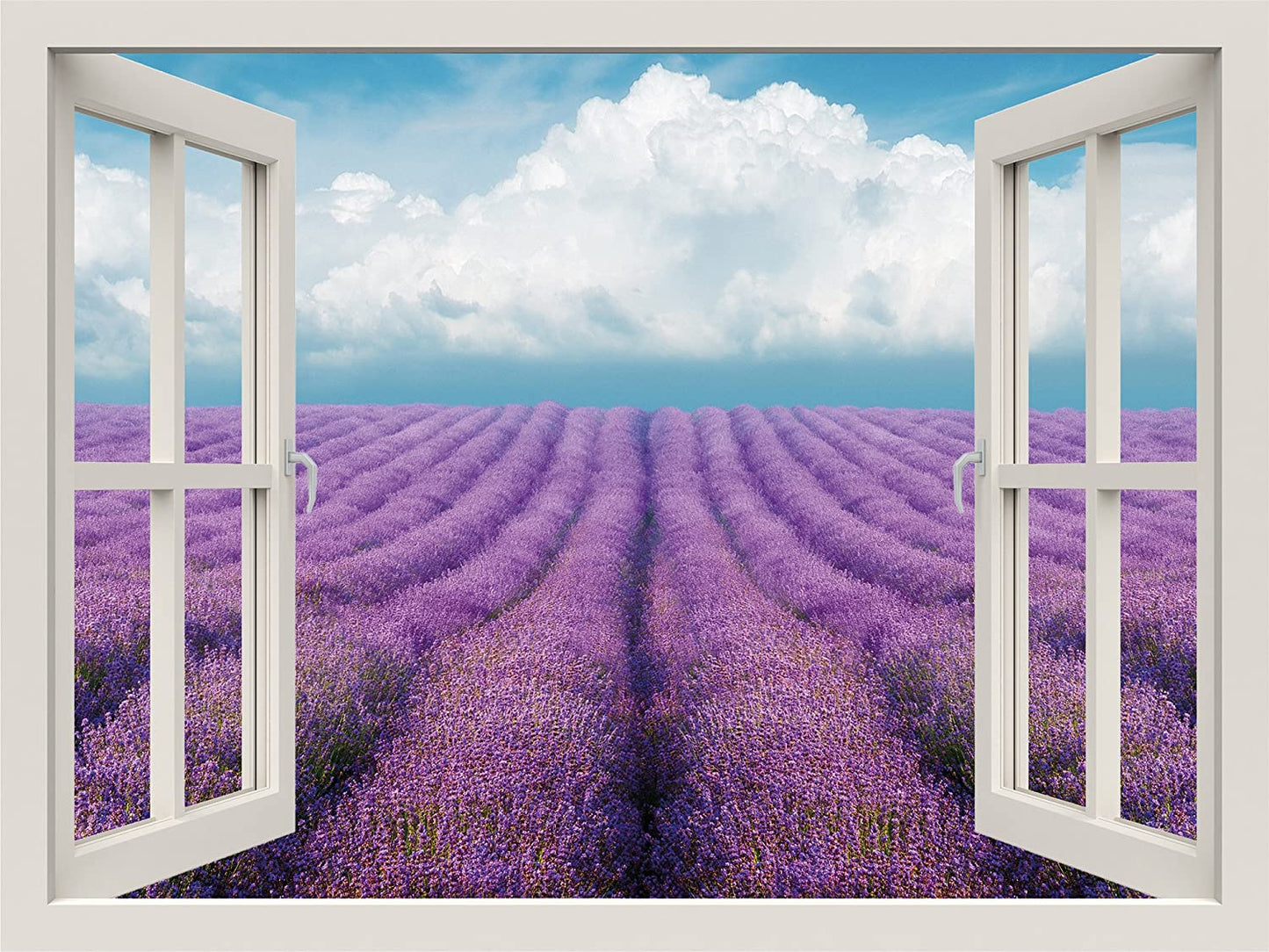 PICSonPAPER Leinwandbild Fenster zum Lavendelfeld, 40 cm x 30 cm, Dekoration, Kunstdruck, Wandbild, Geschenk, Leinwand Natur, Lavendel