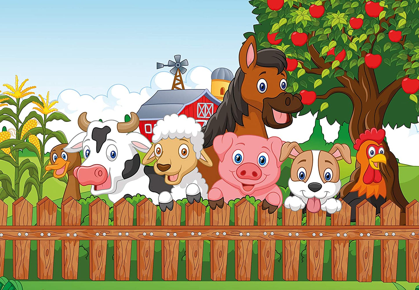 PICSonPAPER Hochwertiges Kinderposter Tiere am Bauernhof, 100 cm Breit x 70 cm Hoch, Dekoration, Kunstdruck, Wandbild, Fineartprint, Wandposter Poster für Kinderzimmer, Poster für Kinder (Bauernhof2)