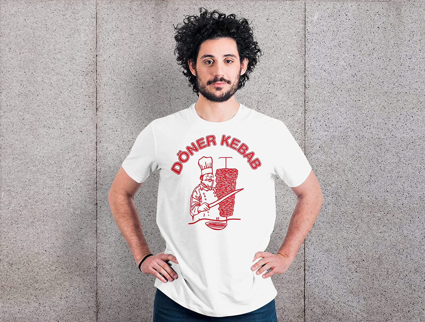 Döner Kebab T-Shirt, Weißes Herren Shirt, Döner Tshirt, Döner Kebab Logo Dönermann Dönerspieß Herren Tshirt