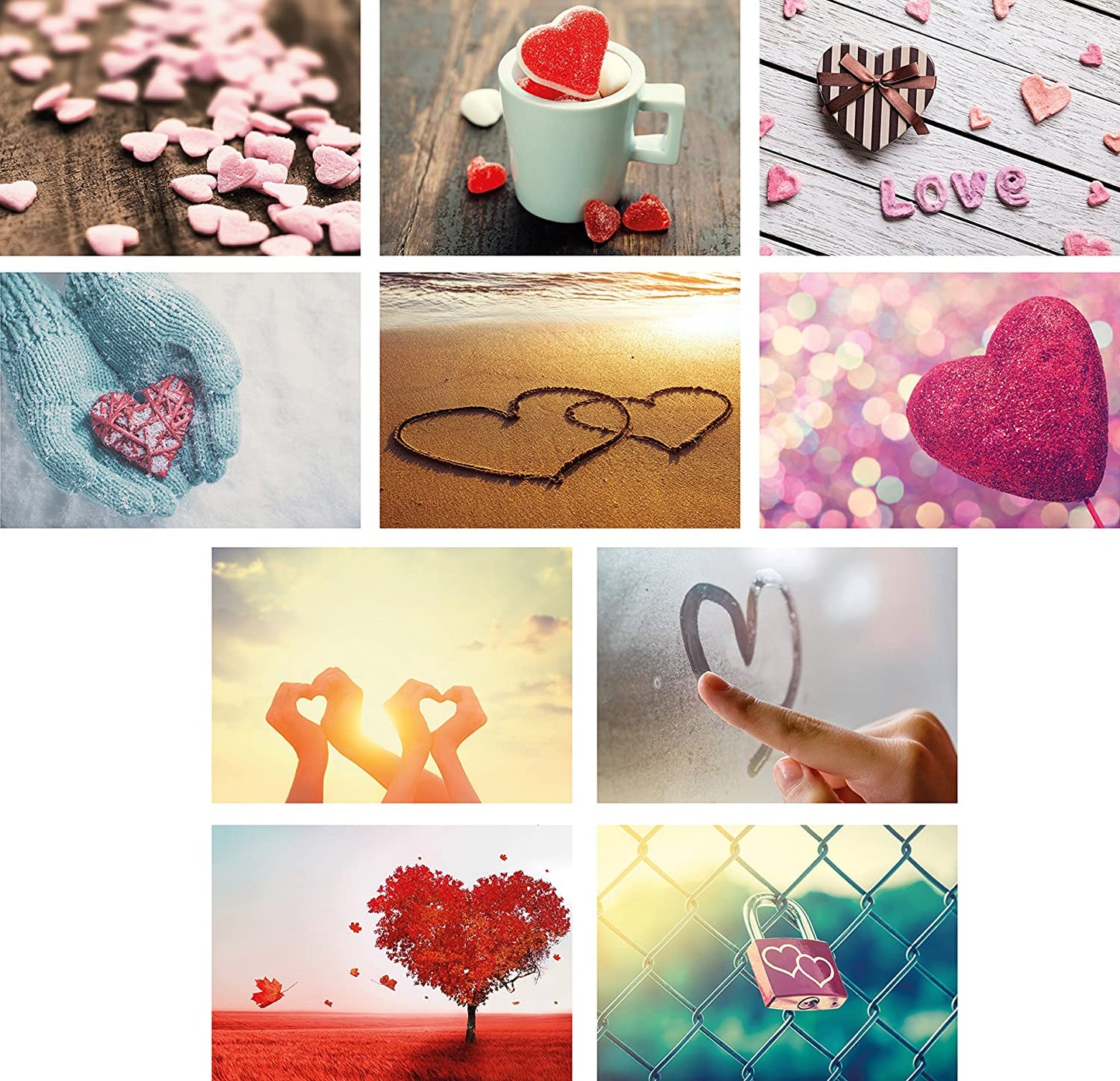 20 Liebes-postkarten im Set (10 Motive mit jeweils 2 Postkarten), Love-cards, Liebe, Herzen, Hochzeit