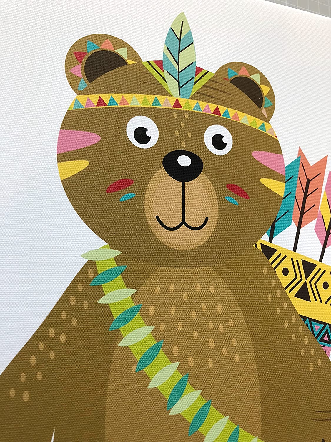 PICSonPAPER Kinder Leinwandbilder 4er-Set Indianer, je 30cm x 40 cm Dekoration fürs Kinderzimmer, Babyzimmer, Kinderposter, Babyposter, Leinwand-Druck, Wandbild, Geschenk (Leinwand 30 x 40)