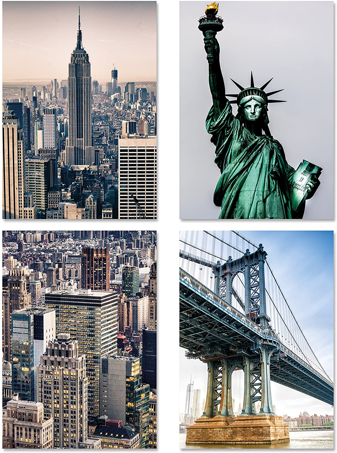 PICSonPAPER Poster 4-Set New York 1", ungerahmt DIN A4, Dekoration fürs Wohnzimmer oder Büro, Dekoposter, Kunstdruck, Geschenk