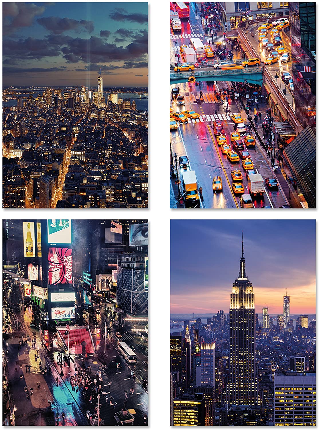 PICSonPAPER Poster 4-Set New York 2", ungerahmt DIN A4, Dekoration fürs Wohnzimmer oder Büro, Dekoposter, Geschenk, Kunstdruck