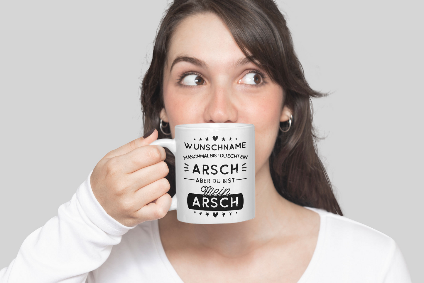 Tasse personalisiert mit Namen, Wunschname manchmal bist du echt ein Arsch, aber du bist mein Arsch, Valentinstagsgeschenk Jahrestag