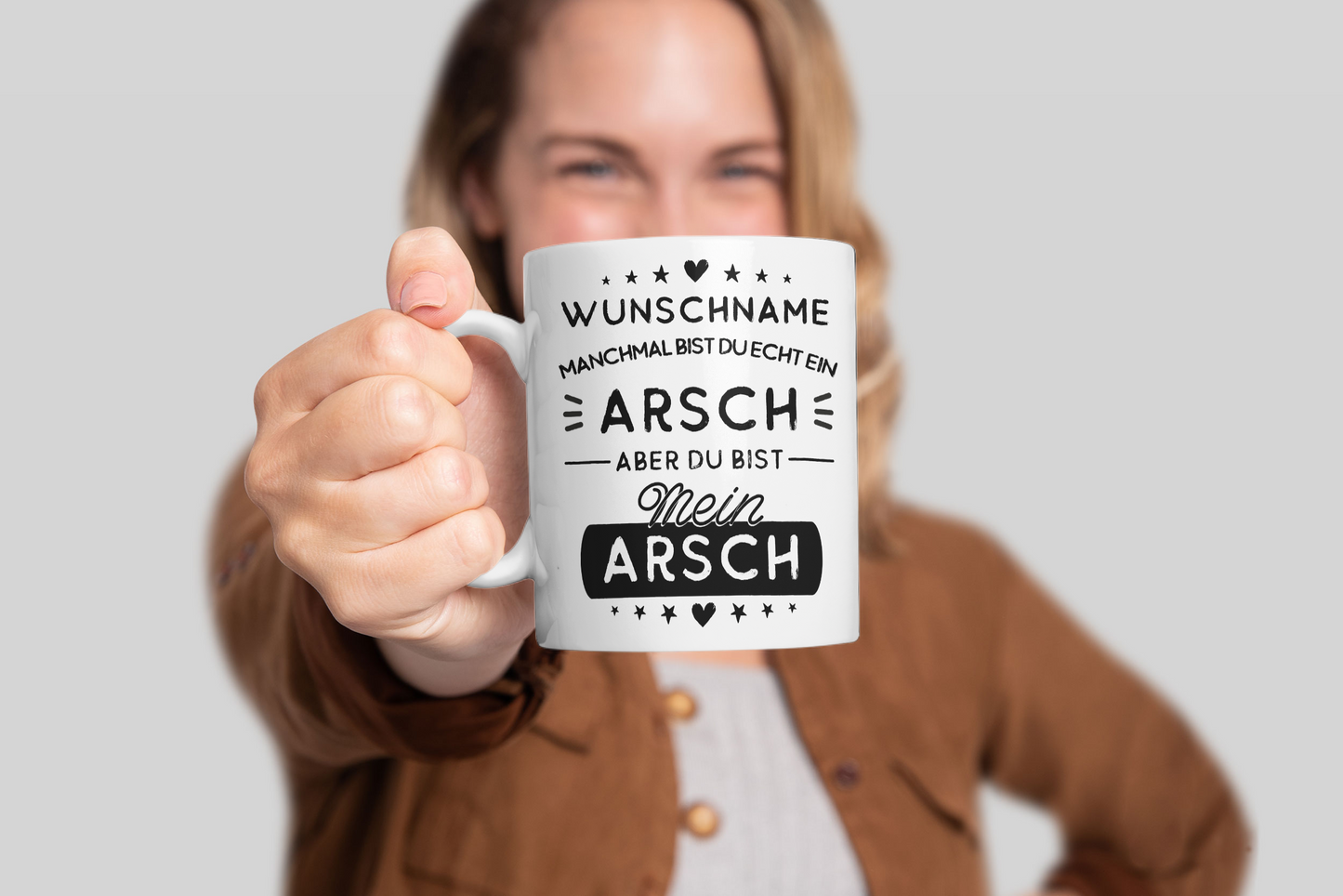 Tasse personalisiert mit Namen, Wunschname manchmal bist du echt ein Arsch, aber du bist mein Arsch, Valentinstagsgeschenk Jahrestag