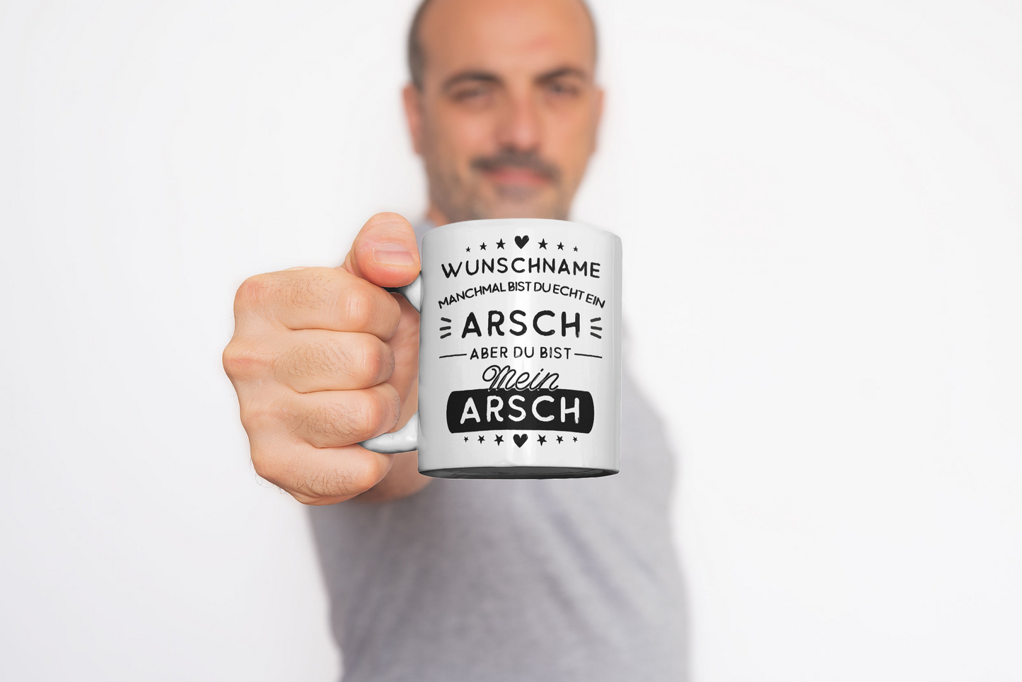 Tasse personalisiert mit Namen, Wunschname manchmal bist du echt ein Arsch, aber du bist mein Arsch, Valentinstagsgeschenk Jahrestag