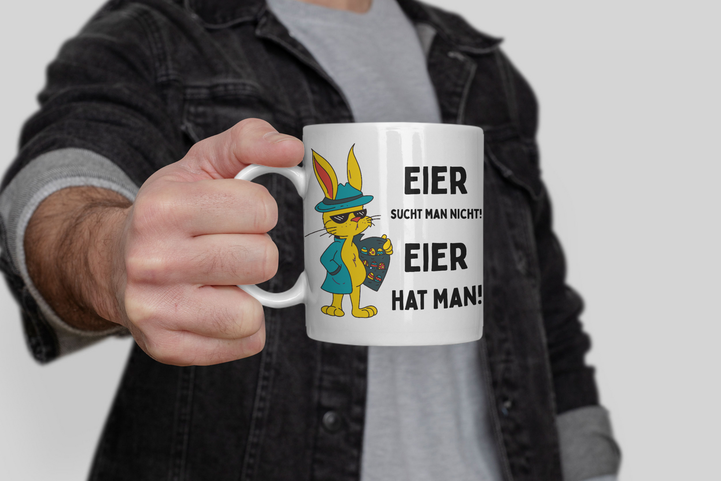 Tasse Eier sucht man nicht! Eier hat man!, Osterhasen-illustration Ostern Ostergeschenk