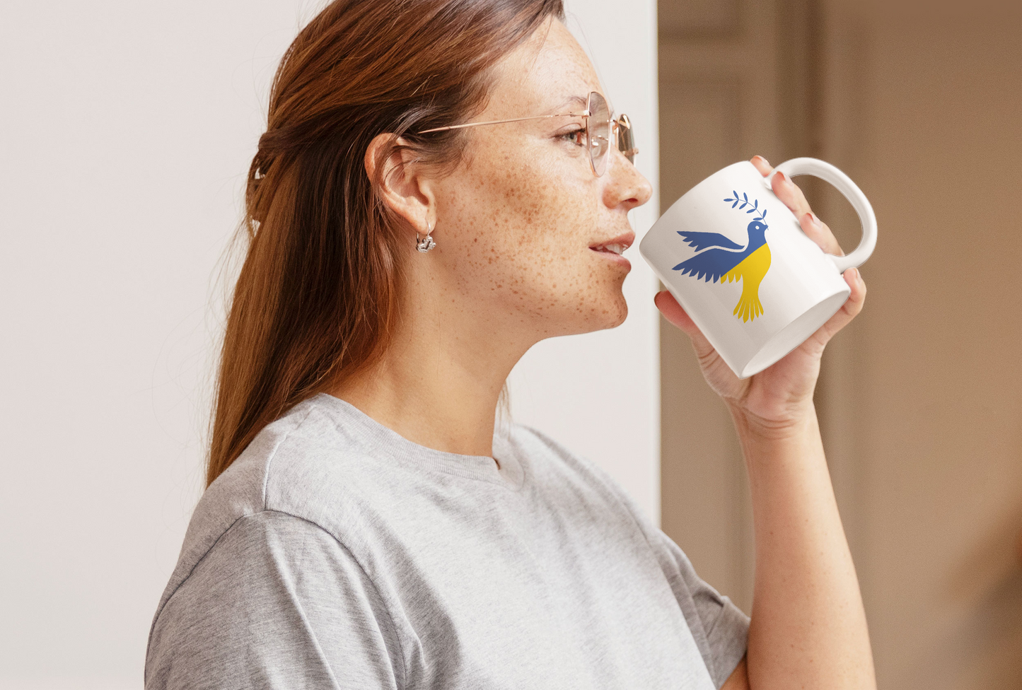 Tasse Ukraine Flagge Friedenstaube, Frieden für Ukraine Kaffeetasse