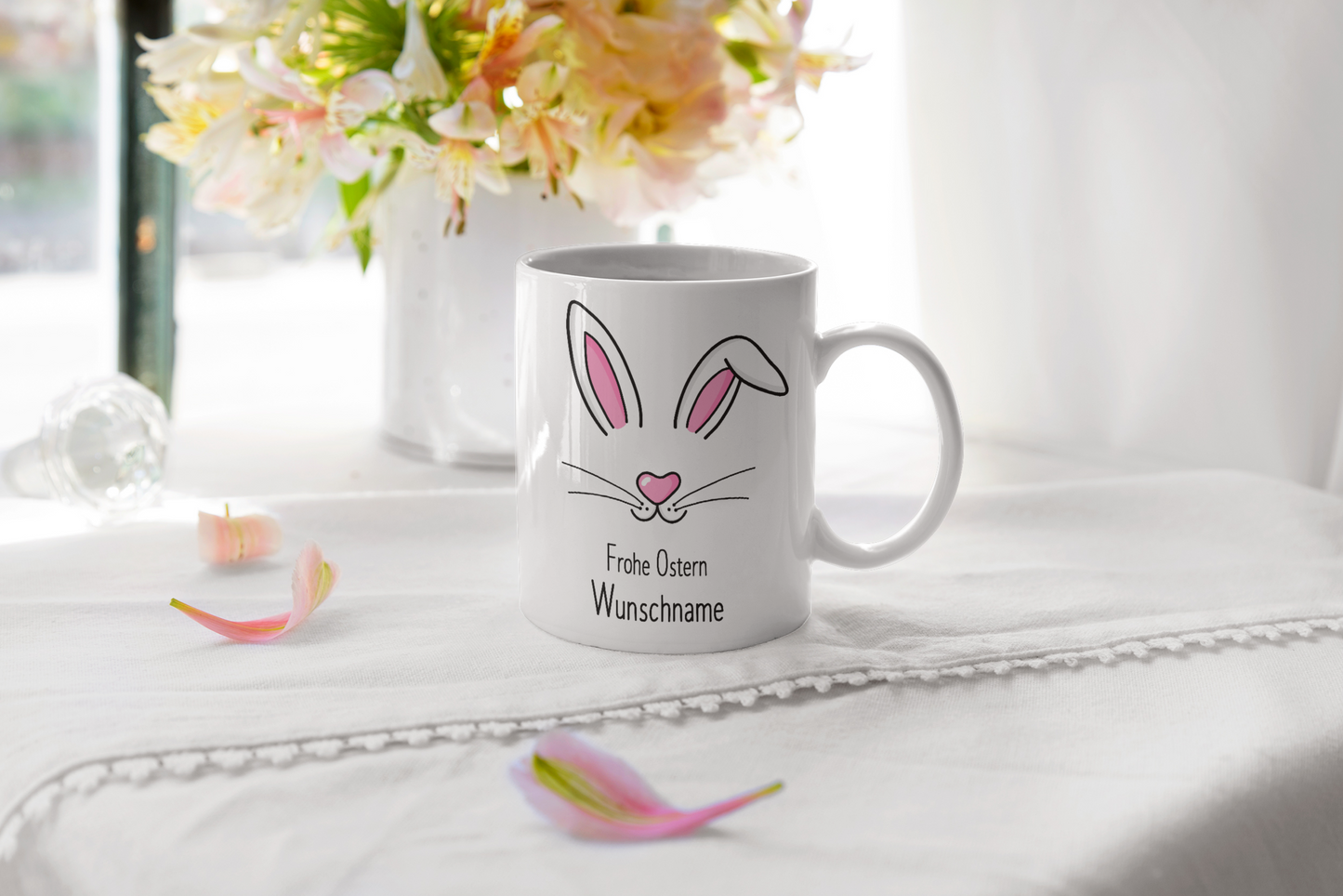 Tasse personalisiert mit Namen, Frohe Ostern Wunschname, Ostergeschenk für Kinder Männer Frauen Kollegen Geschenkidee zu Ostern