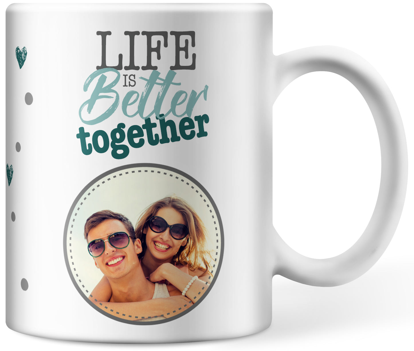 Valentinstag Tasse personalisiert mit Foto, Life is better together, Paar, Liebe Partner Partnerin Ehemann Ehefrau Freund Freundin