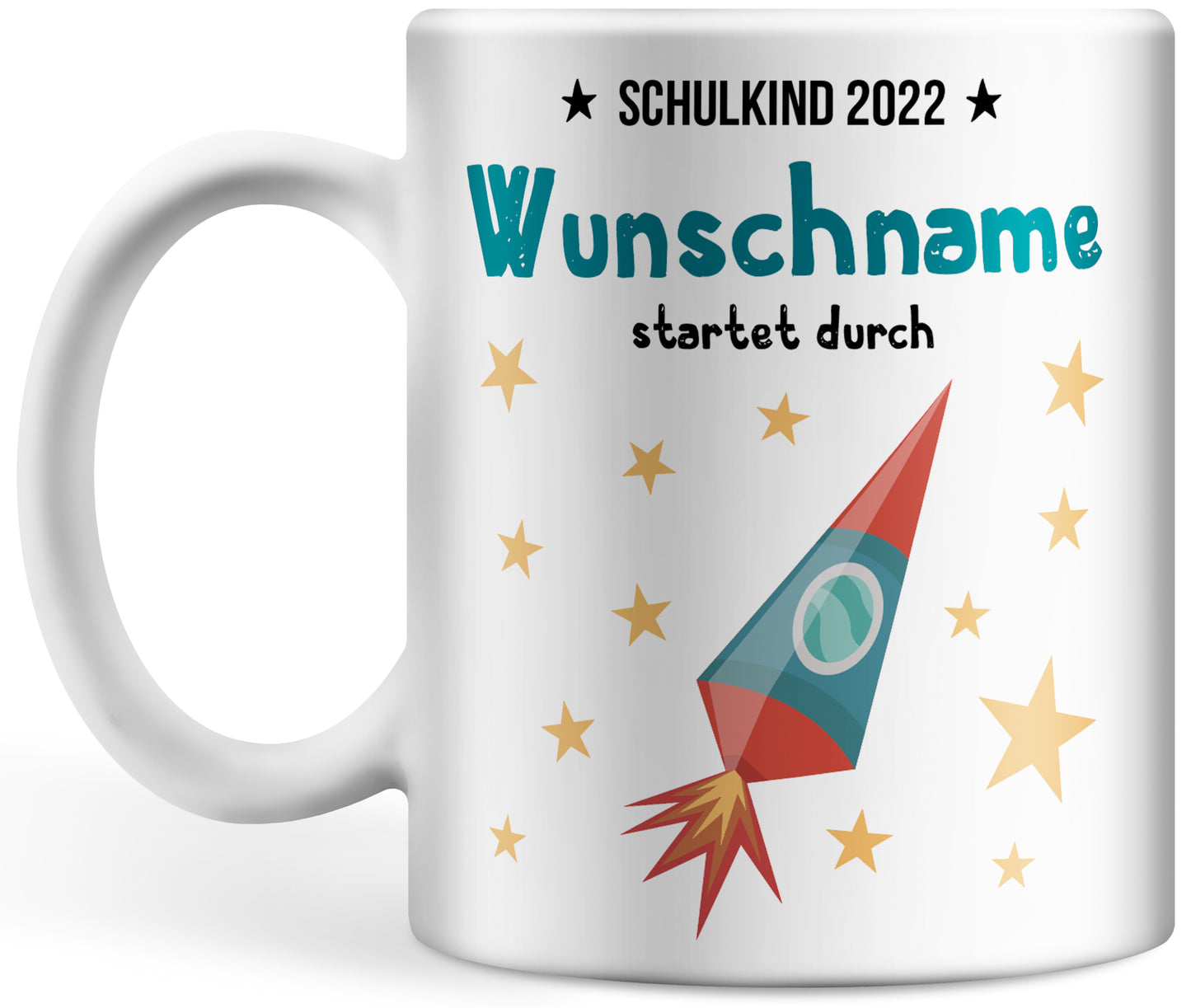 Schulkind 2022 Tasse personalisiert mit Namen, Namenstasse, persönliche Geschenke zur Einschulung