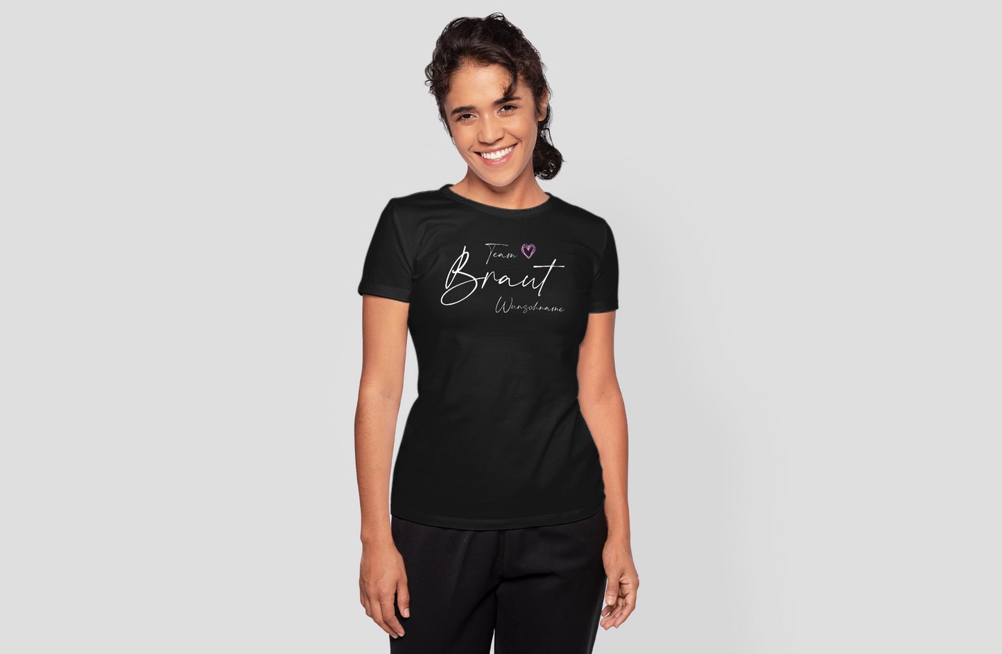 Personalisiertes JGA T-Shirt, Braut & Team Braut mit Wunschnamen, Junggesellinnenabschied Shirt