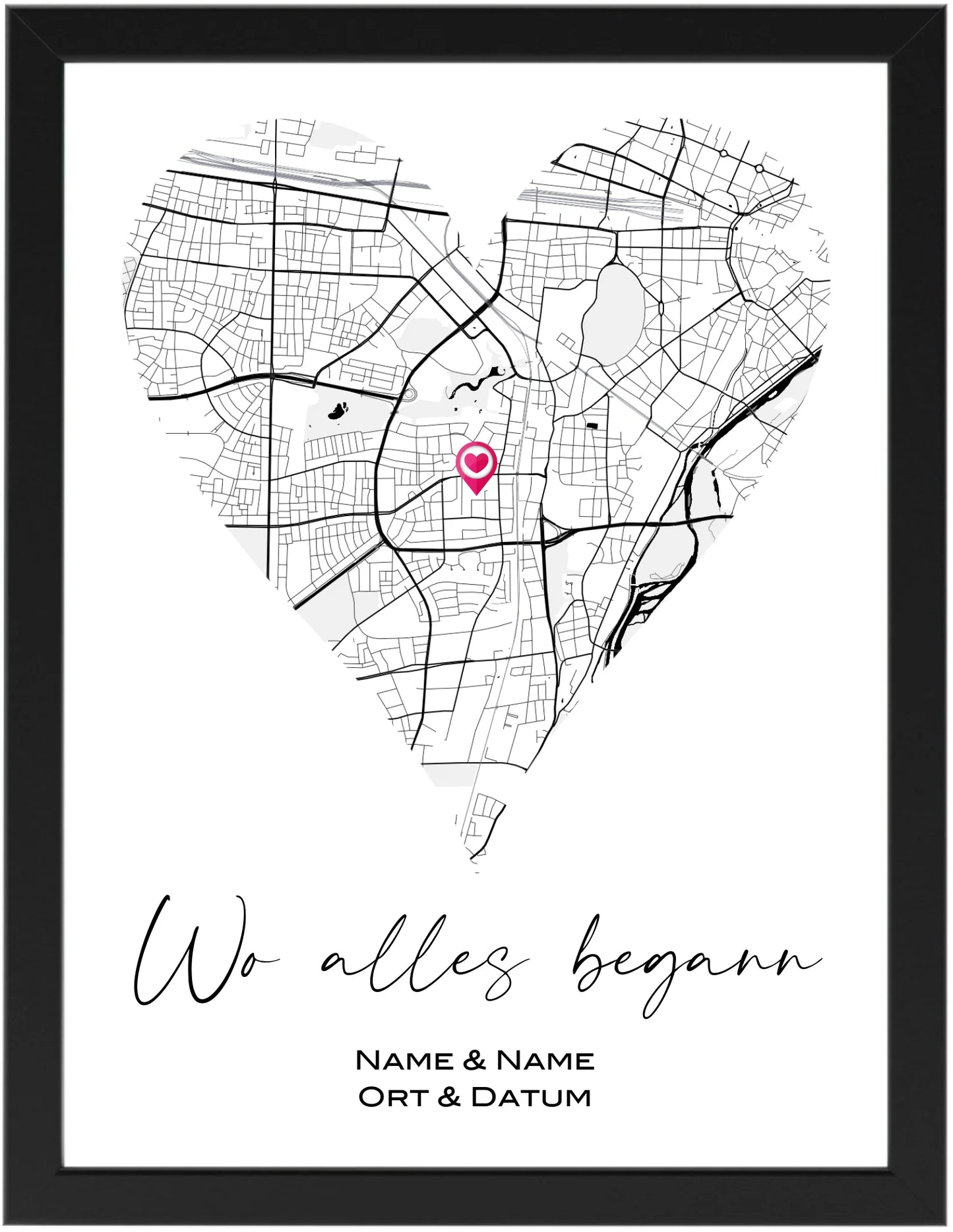 Wo alles begann Poster zum personalisieren, Landkarte personalisiert