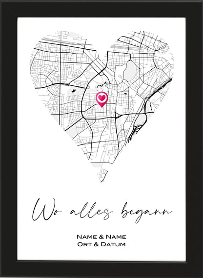 Wo alles begann Poster zum personalisieren, Landkarte personalisiert