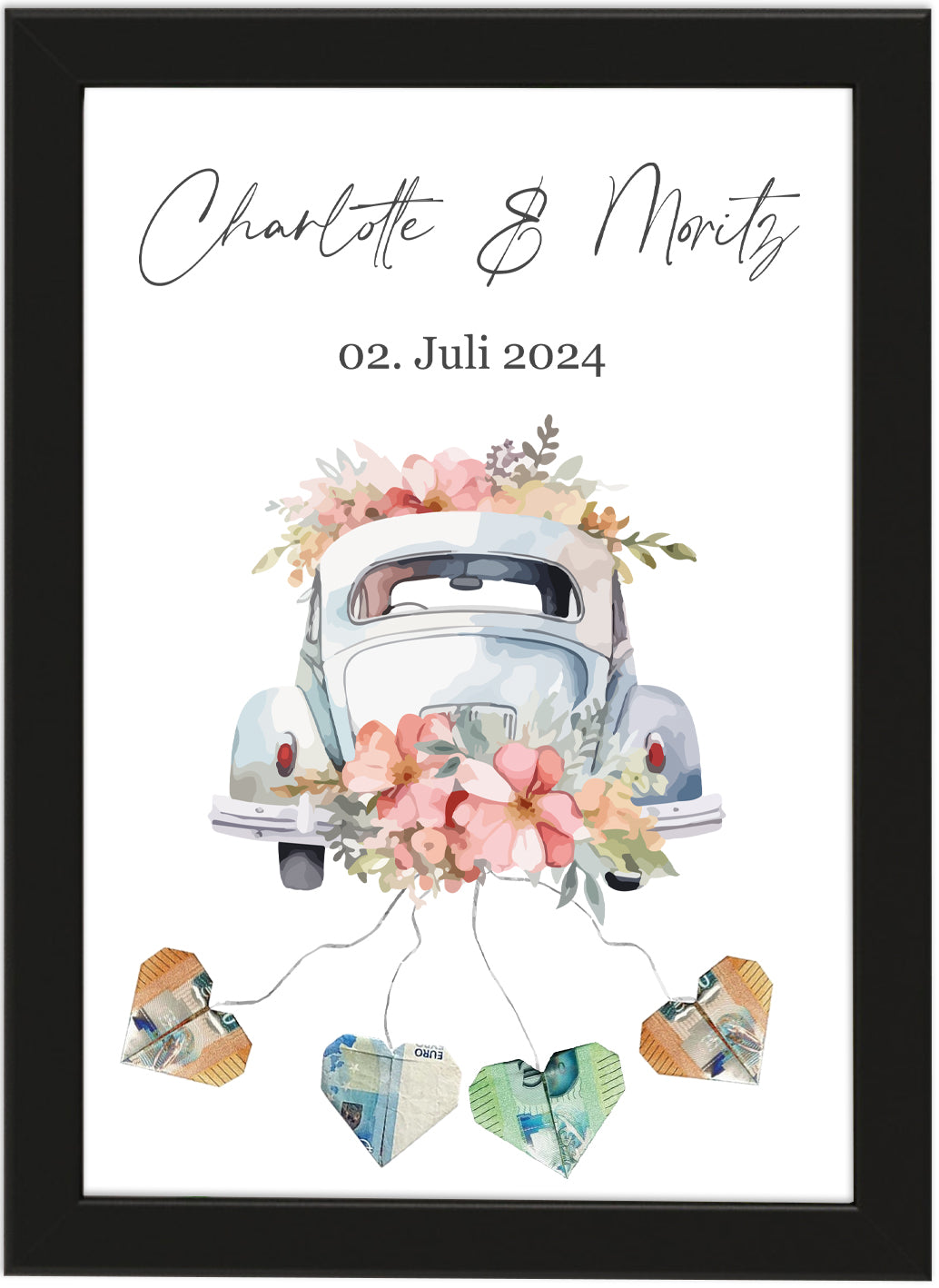 Personalisiertes Poster Geldgeschenk Hochzeit, Hochzeitsgeschenke für Brautpaar