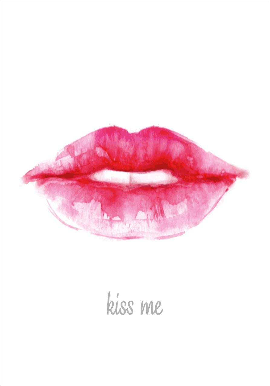 PICSonPAPER Hochwertiges Poster Kiss me, 70 cm breit x 100 cm hoch, Dekoration, Kunstdruck, Wandbild, Fineartprint, Mund, Lippen, Küssen