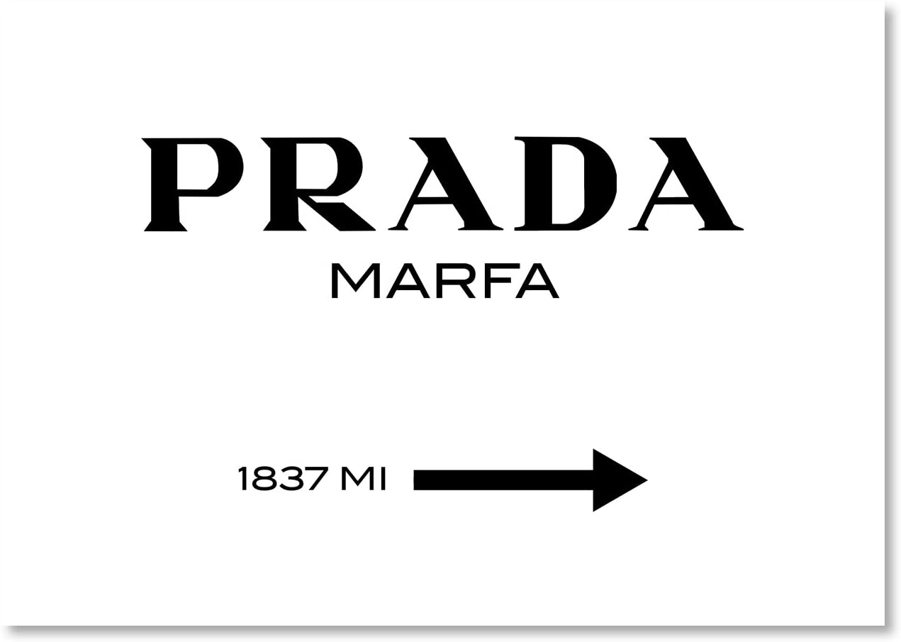 PICSonPAPER Leinwand Modeschild Wegweiser zum konsumkritischen Marfa Kunstwerk in Texas, Leinwandbild 40 cm x 30 cm, Dekoration für Haus (Leinwand 40 cm x 30 cm)