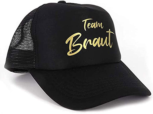 PICSonPAPER Damen Mesh Cap Schwarze mit goldenem Aufdruck Team Braut, JGA Accessoires Frauen