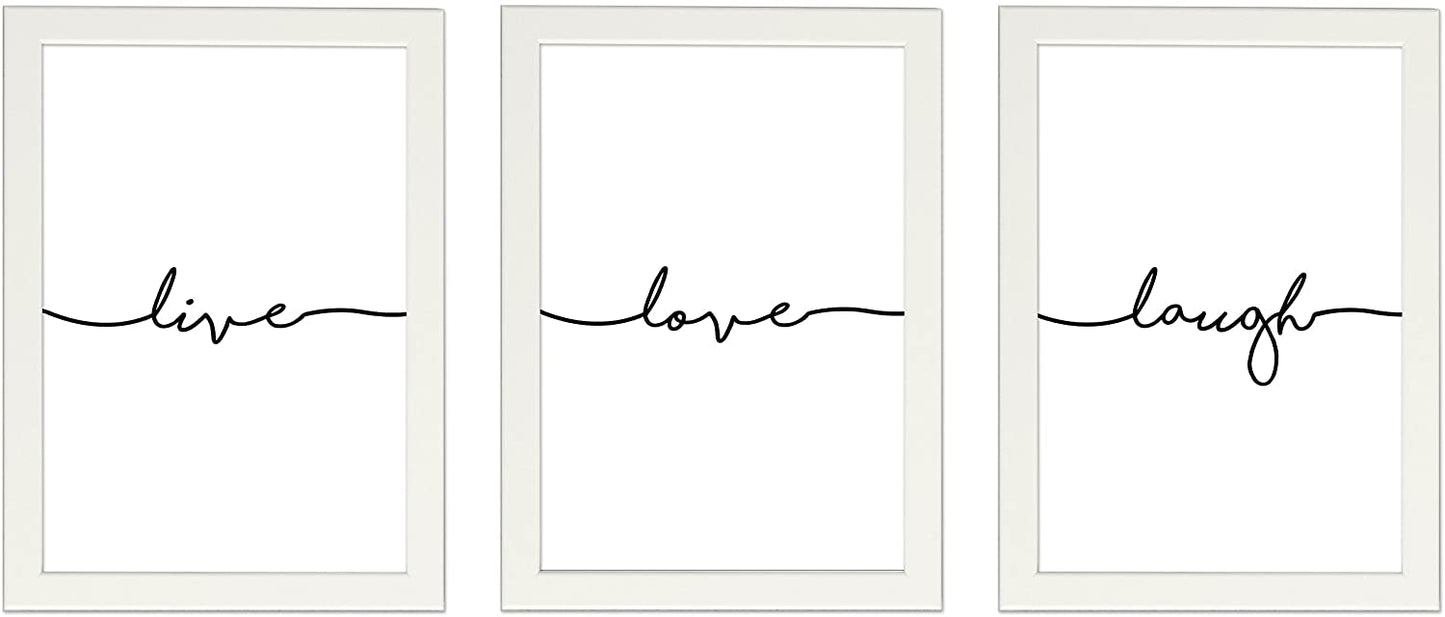 PICSonPAPER Poster 3er-Set LIVE, Love, Laugh, Dekoration, Kunstdruck, Wandbild, Typographie, Geschenk