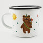 PICSonPAPER Personalisierbare Emaille-Tasse mit süßer Bären-Indianer-Illustration, Geschenk, Edelstahl-Becher, Metall-Tasse
