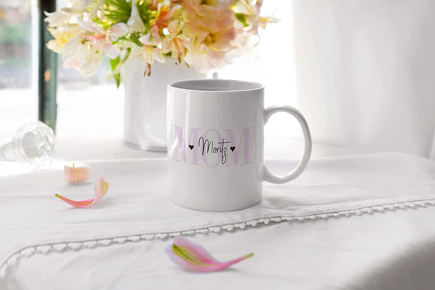 MOM Tasse personalisiert mit Namen des Kindes oder der Kinder, personalisierte Kaffeetasse mit Wunsch-Name, Geschenk für Mütter, Muttertagsgeschenk
