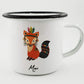 PICSonPAPER Personalisierbare Emaille-Tasse mit süßer Indianer-Fuchs-Illustration, Fuchs Tasse mit Namen, Geschenk, Edelstahl-Becher, Metall-Tasse (Fuchs)
