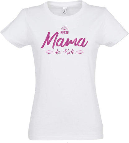 Weisses Damen T-Shirt Beste Mama der Welt, Muttertag, Geburtstag, Weihnachten, Muttertagsgeschenk