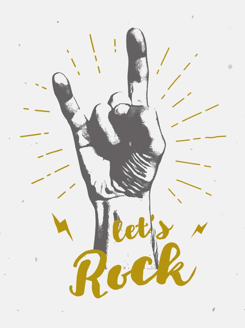 PICSonPAPER Hochwertiges Poster Let's Rock, 70 cm breit x 100 cm hoch, Dekoration, Kunstdruck, Wandbild, Fineartprint, Rock and Roll, Rock'n'Roll, Premium Qualität