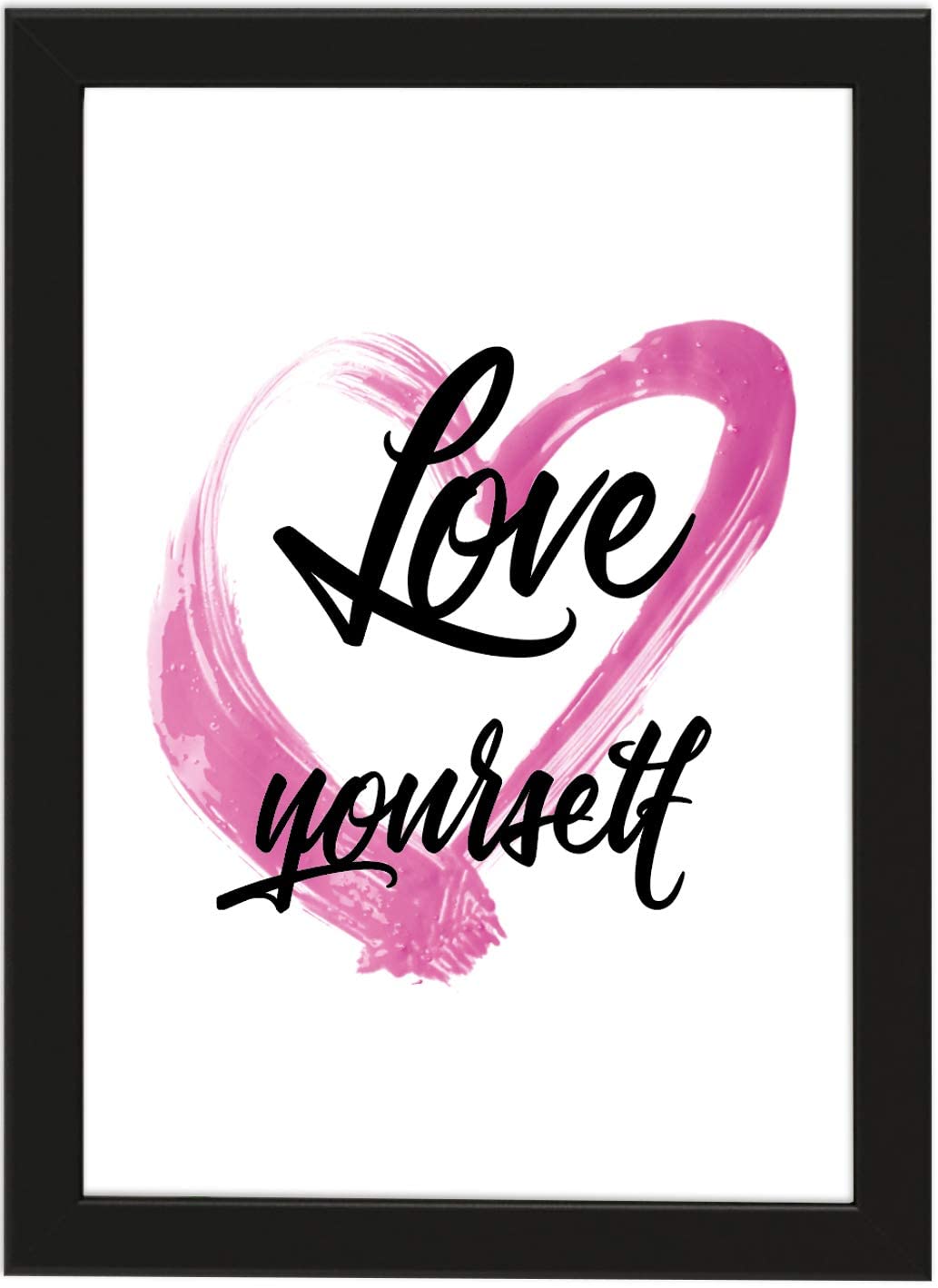 PICSonPAPER Poster DIN A4 Love Yourself, gerahmt mit schwarzem Bilderrahmen, Geschenk, Geschenkidee, Geburtstagsgeschenk, Poster mit Rahmen (Love Yourself)