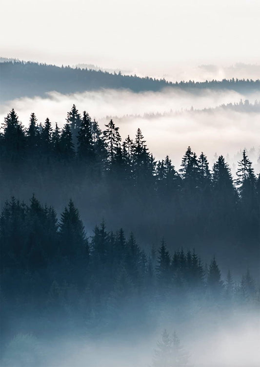 PICSonPAPER Kunstdruck Wald IM Nebel, ungerahmt DIN A3, Geschenk, Poster, Geschenkidee, Geburtstagsgeschenk, Wandbild (Ohne Bilderrahmen DIN A3)