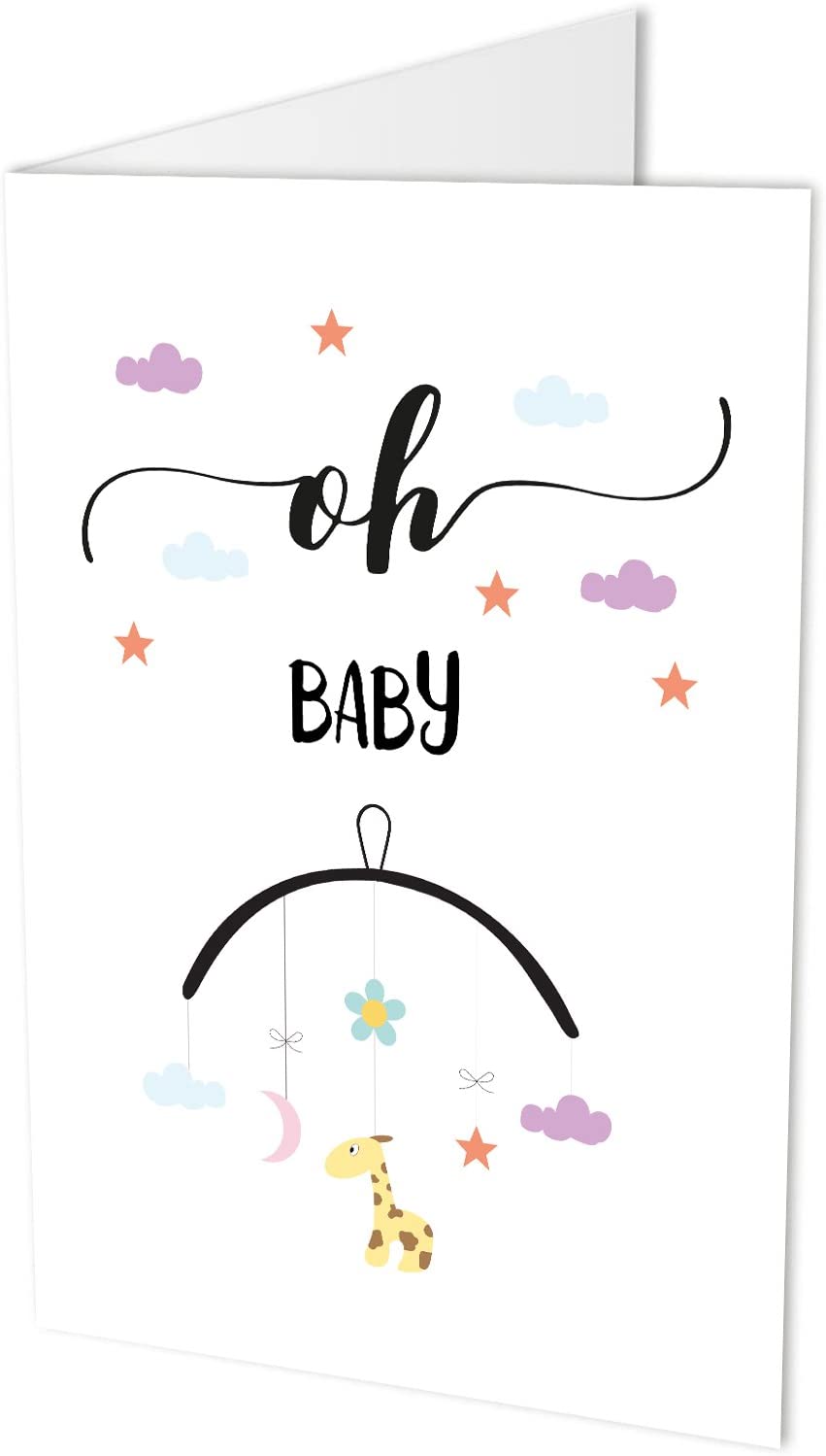 Maxi-Karte"OH BABY", Klappkarte DIN A4 mit Kuvert, Glückwunsch-karte zur Geburt, Geburt, Baby, Geburtskarte