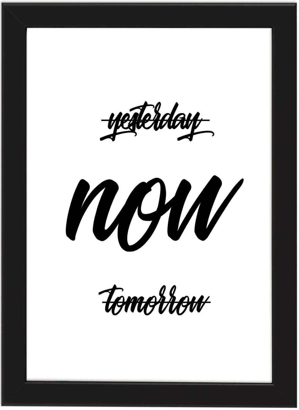 PICSonPAPER Poster DIN A4 Yesterday, Now, Tomorrow, gerahmt mit schwarzem Bilderrahmen, Geschenk, Geschenkidee, Geburtstagsgeschenk, Poster mit Rahmen (Now)