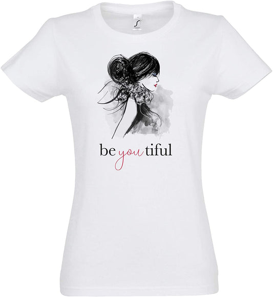 Damen T-Shirt Be You Tiful, Damenshirt Illustration, Frau, Selbst Sein, Selbstbewusstsein